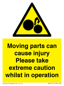 Moving parts can cause injury Please take extreme caution whilst in operation